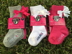 (LIMITED EDITION) Grey knee-high socks with pink bows (2 pairs)