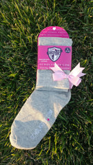 (LIMITED EDITION) Grey knee-high socks with light pink bows (2 pairs)