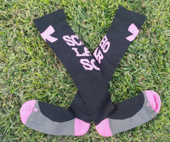 (LIMITED EDITION) Compression/Athletic Black knee-high socks with Pink (1 pair)