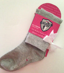 Grey knee-high socks with white bows (2 pairs)