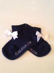 Navy ankle socks with white bows (2 pairs)