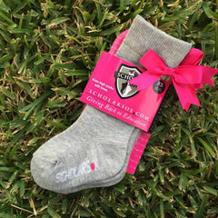 (LIMITED EDITION) Grey knee-high socks with pink bows (2 pairs)