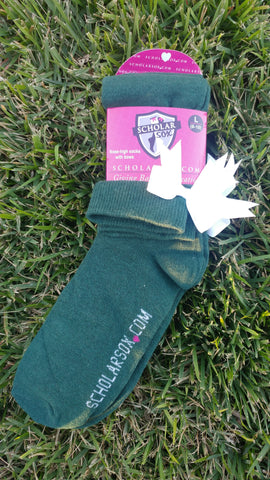 (LIMITED EDITION) Green knee-high socks with white bows (2 pairs)
