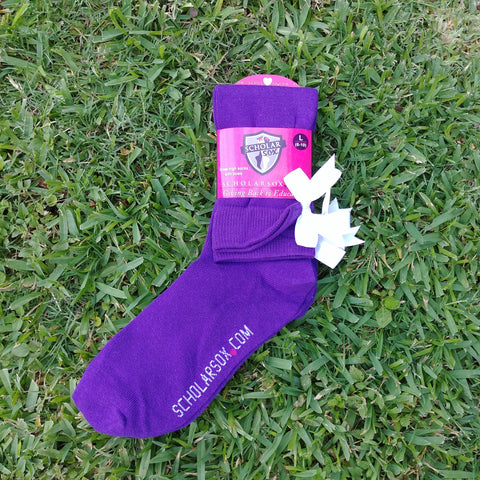 (LIMITED EDITION) Purple knee-high socks with white bows (2 pairs)