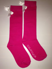 (LIMITED EDITION) Pink knee-high socks with white bows (2 pairs)